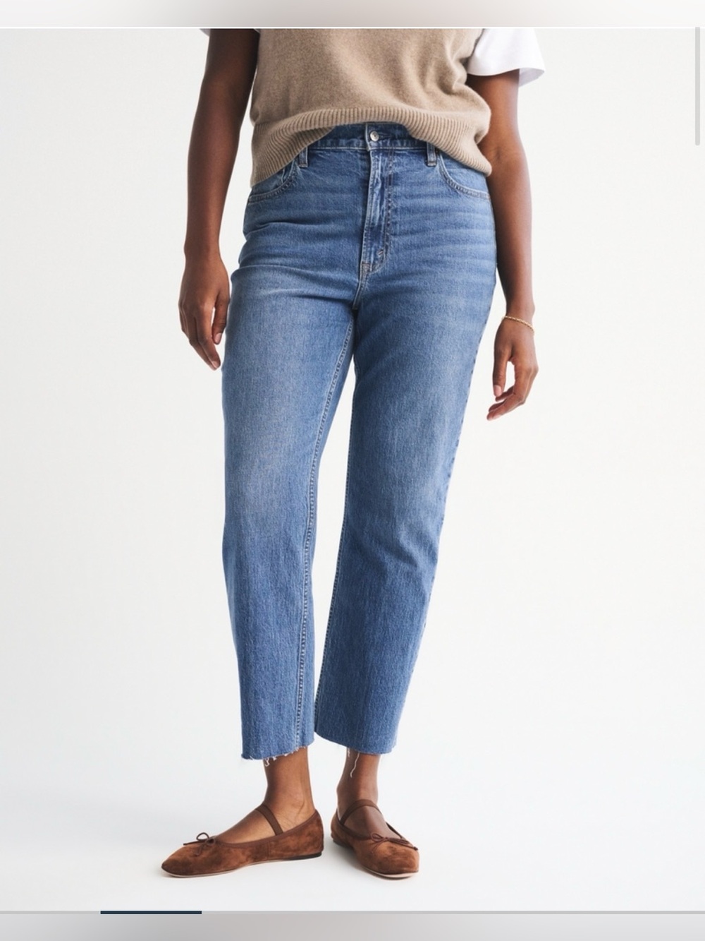 Abercrombie & Fitch Cropped High-Rise Ankle Straight Jeans 31 EXTRA LONG